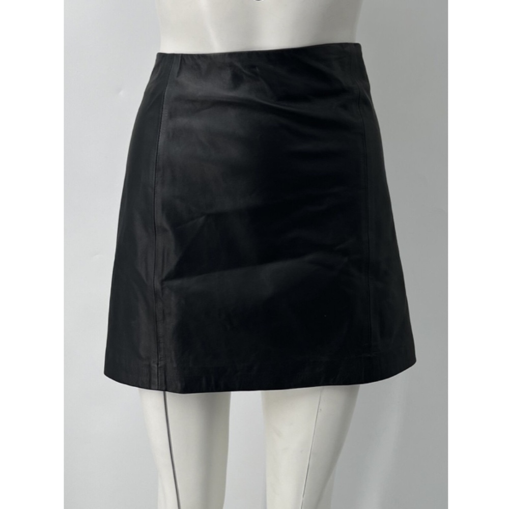 Lauren Ralph Lauren Black Leather A-Line Mini Skirt sz 8 NWT